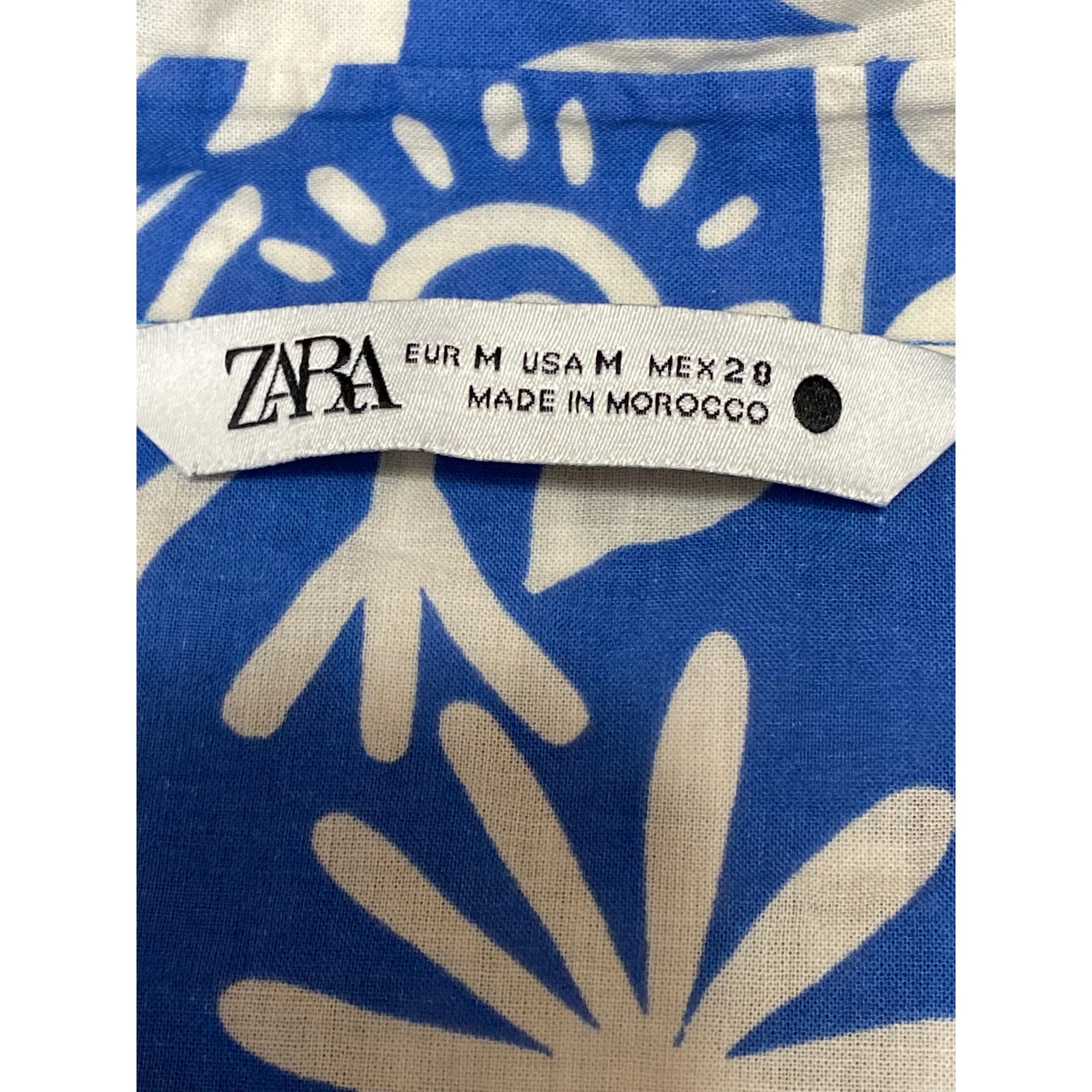 Zara Women's Blue Printed Short Sleeve Shirt & Wide Leg Trousers Matching Set M - Image 4
