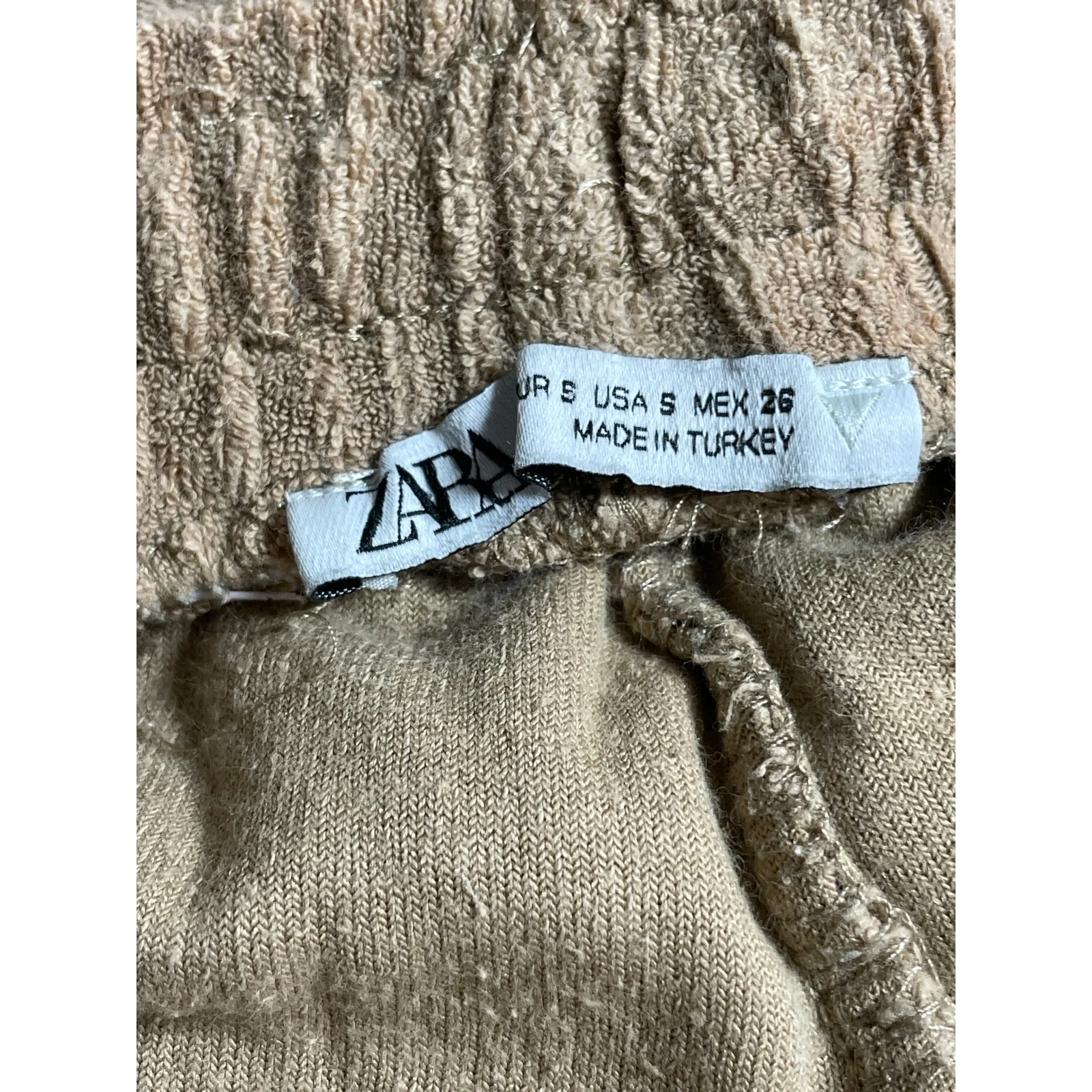 Zara Women's Brown High Rise Drawstring Mini Beach Casual Wide Leg Shorts Size S - Image 5