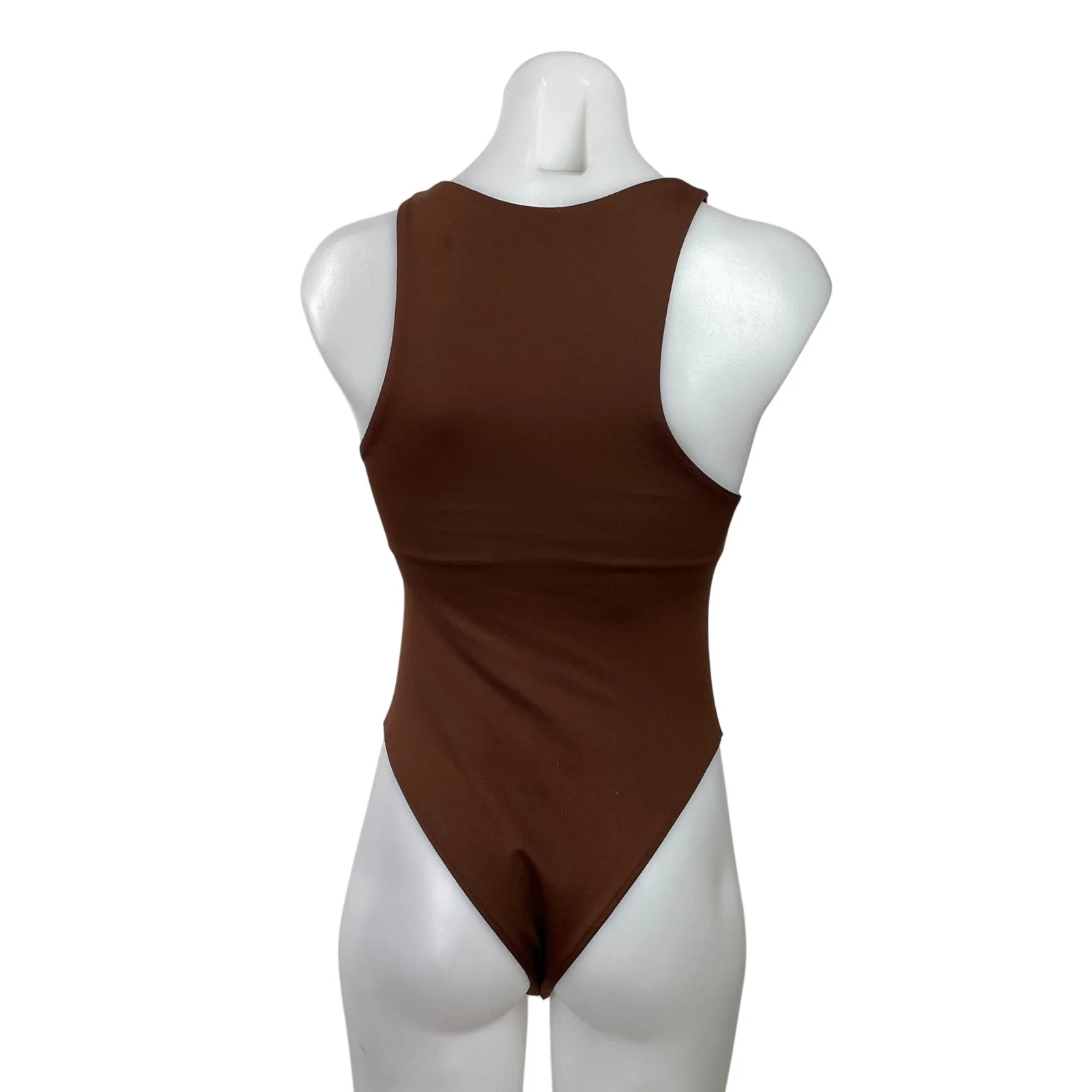 Zara Womens Brown Seamless Sleeveess Racerback Stretch Bodysuit Tank Top Size S - Image 3
