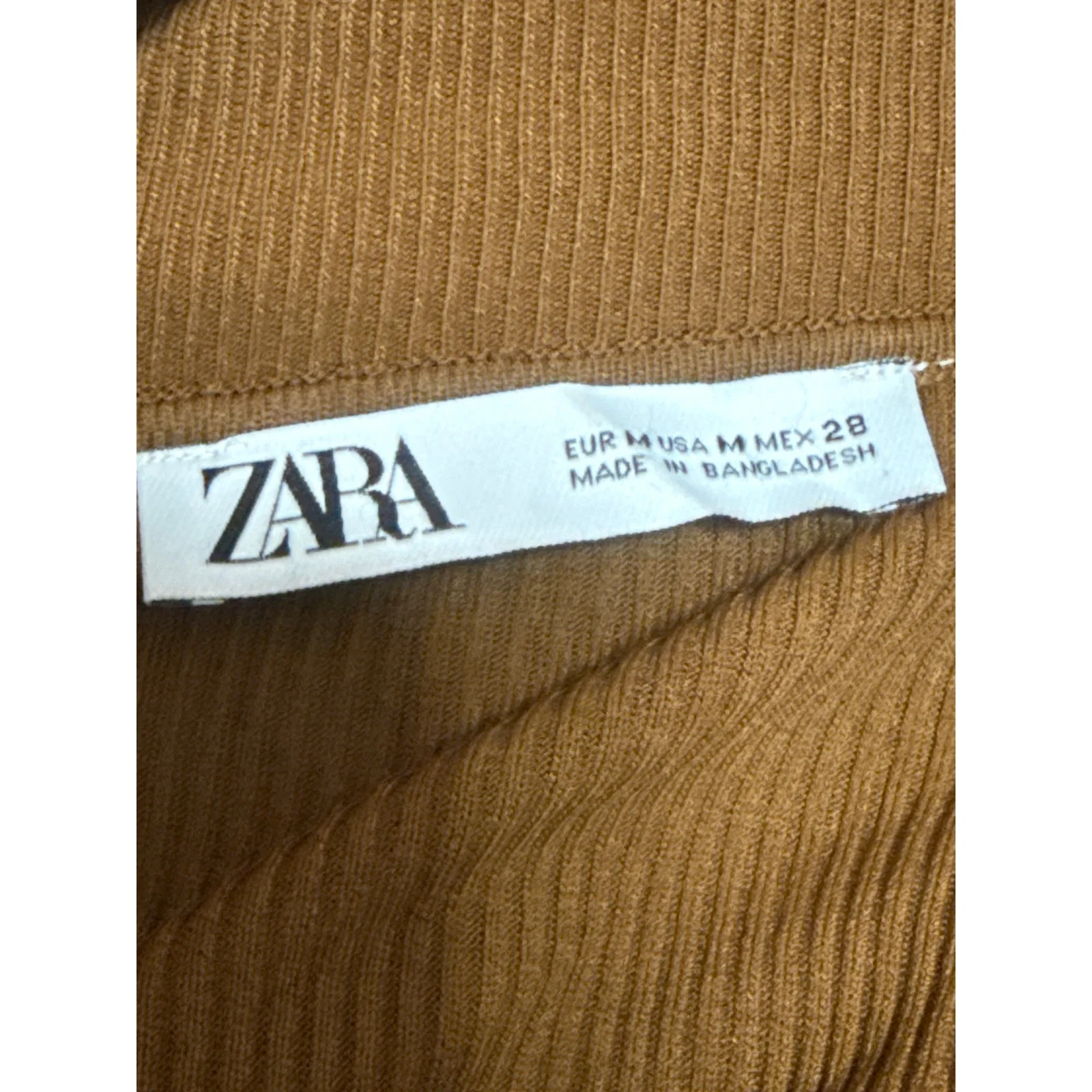 Zara Women's Brown Sleeveless Turtleneck Ribbed Knit Tank Sweater Top Size M - Image 4