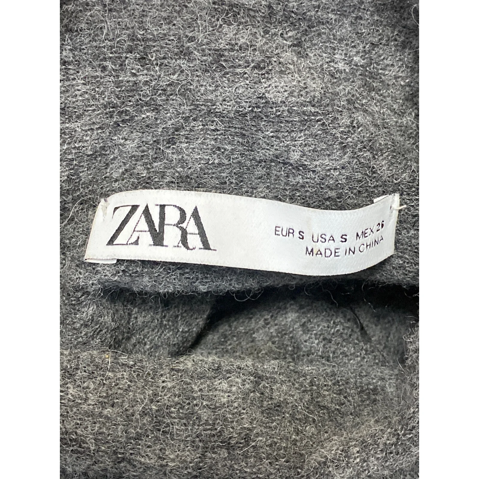Zara Womens Gray Alpaca Wool Mock Neck Long Sleeve Crop Sweatshirt Sweater Top S - Image 5
