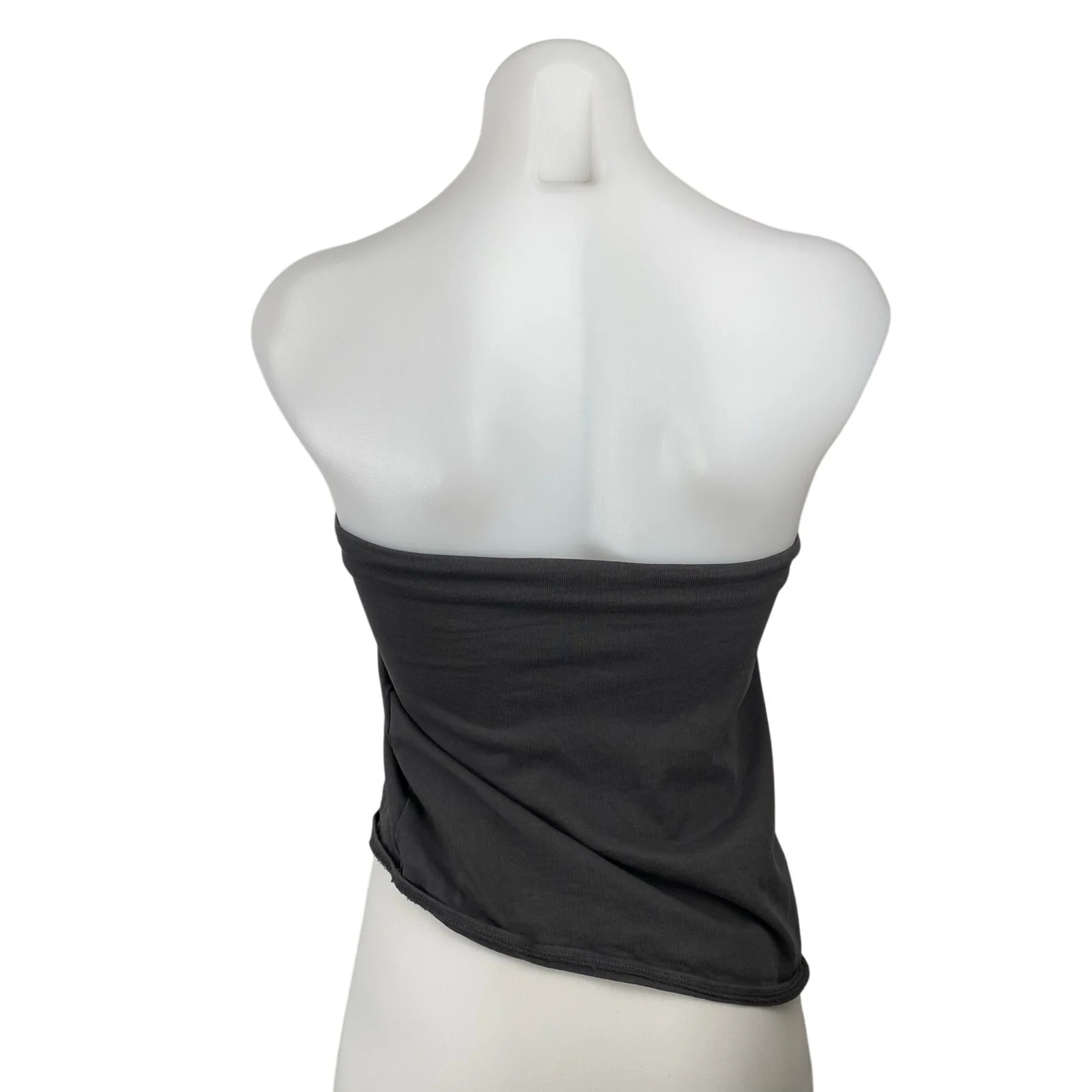 Zara Women's Gray Asymmetric Draped Ruched Sleeveless Tube Bandeau Crop Top Sz S - Image 4
