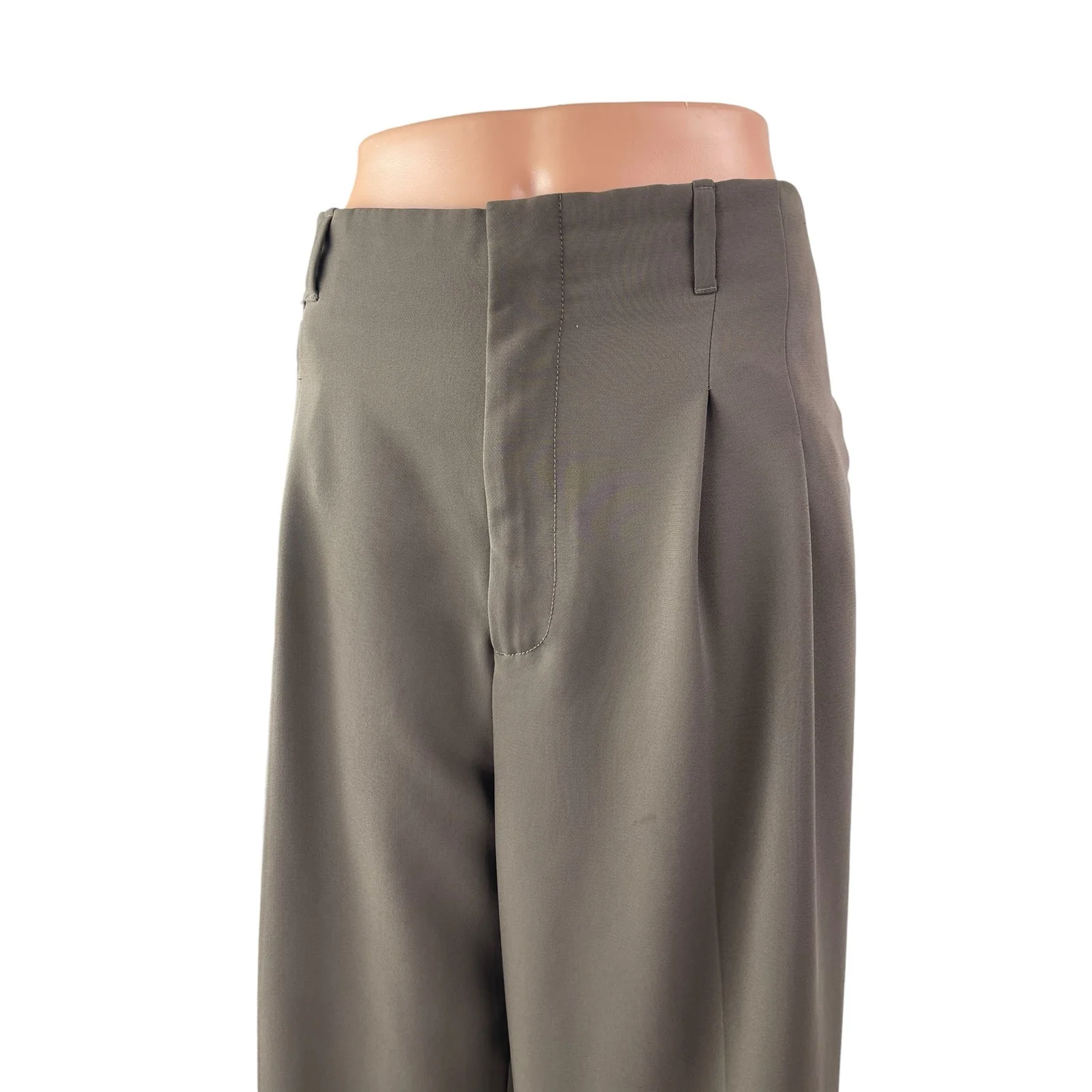 Zara Women's Gray Pleated High Rise Palazzo Wide Leg Trousers Dress Pants Sz L - Image 3