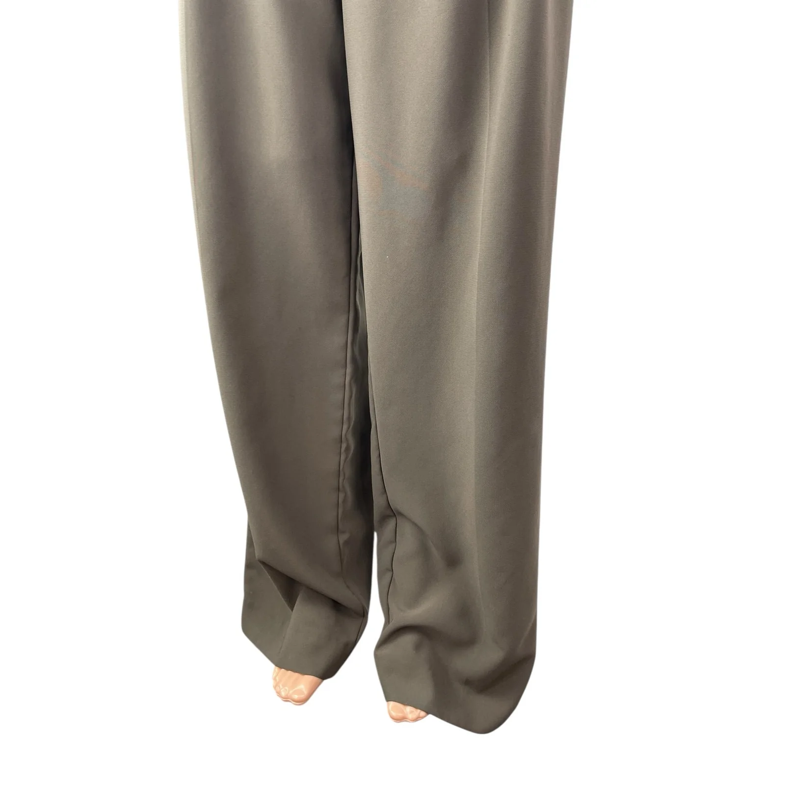 Zara Women's Gray Pleated High Rise Palazzo Wide Leg Trousers Dress Pants Sz L - Image 4