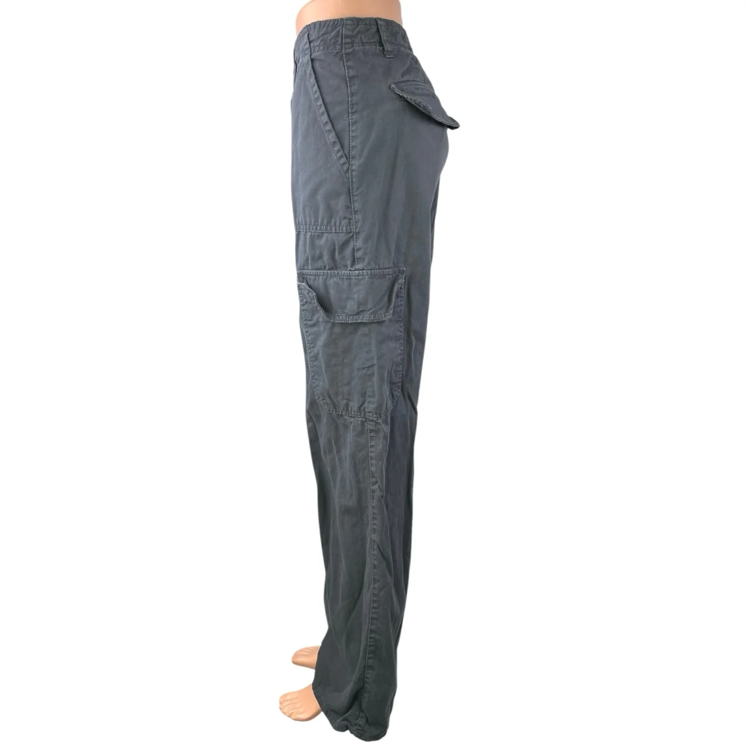Zara Women's Gray Straight High Waist Cargo Pockets Ankle Trouser Jeans Pants 8 - Image 2