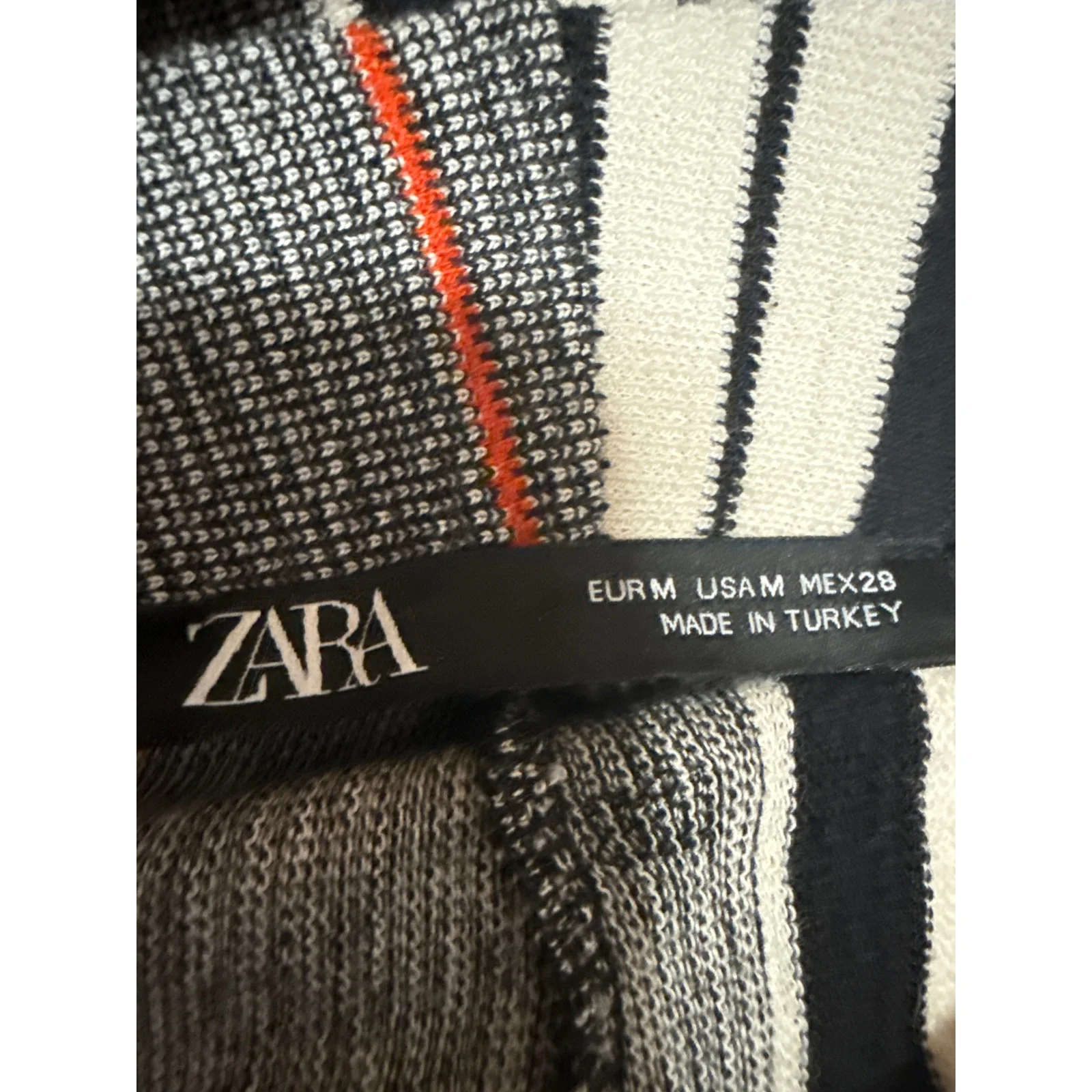 Zara Women's Gray Striped Fringe Elastic Waist Wide Leg Palazzo Trousers Pants M - Image 4
