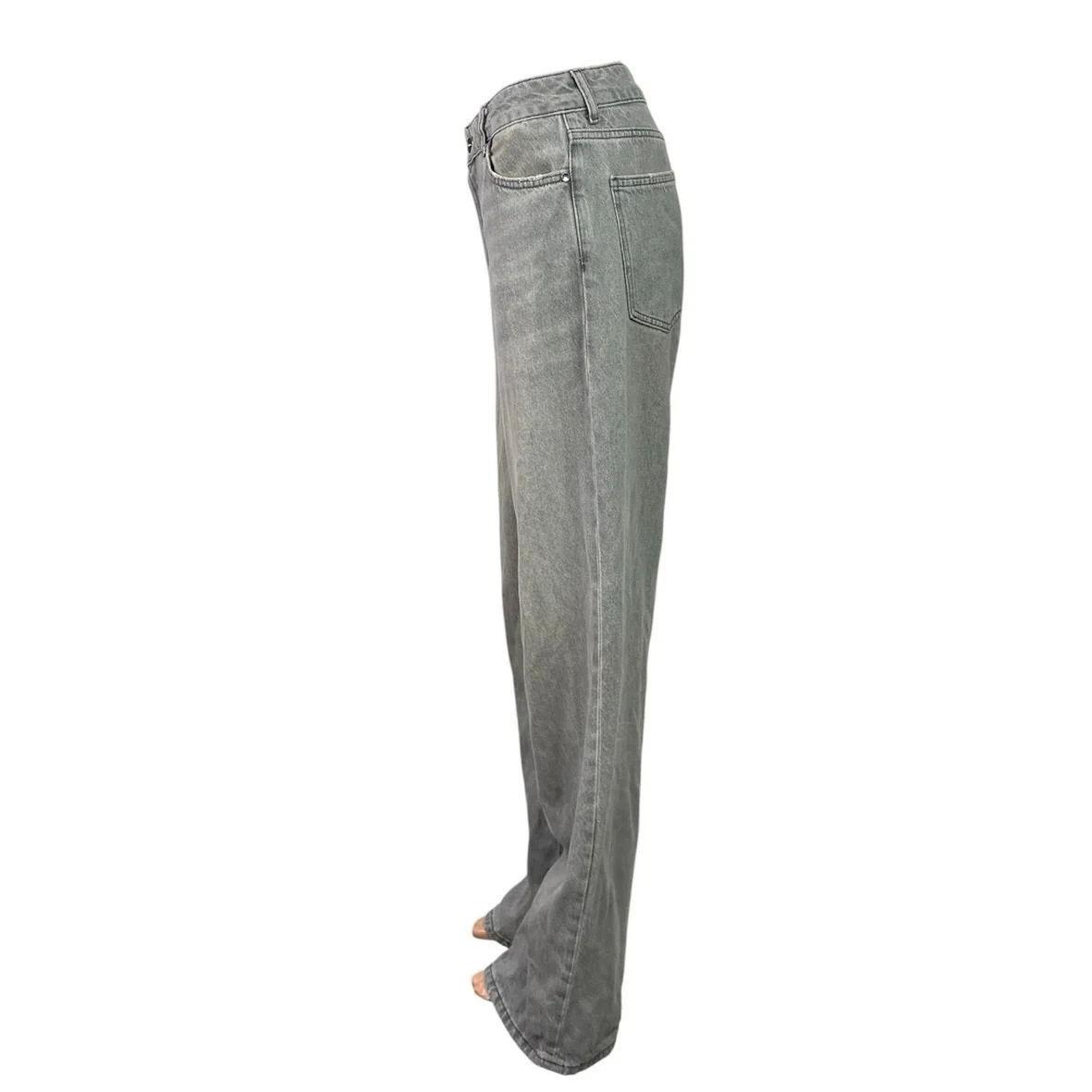 Zara Women's Gray Wash High Rise Straight Wide Leg Baggy Denim Jeans Size 4 - Image 2