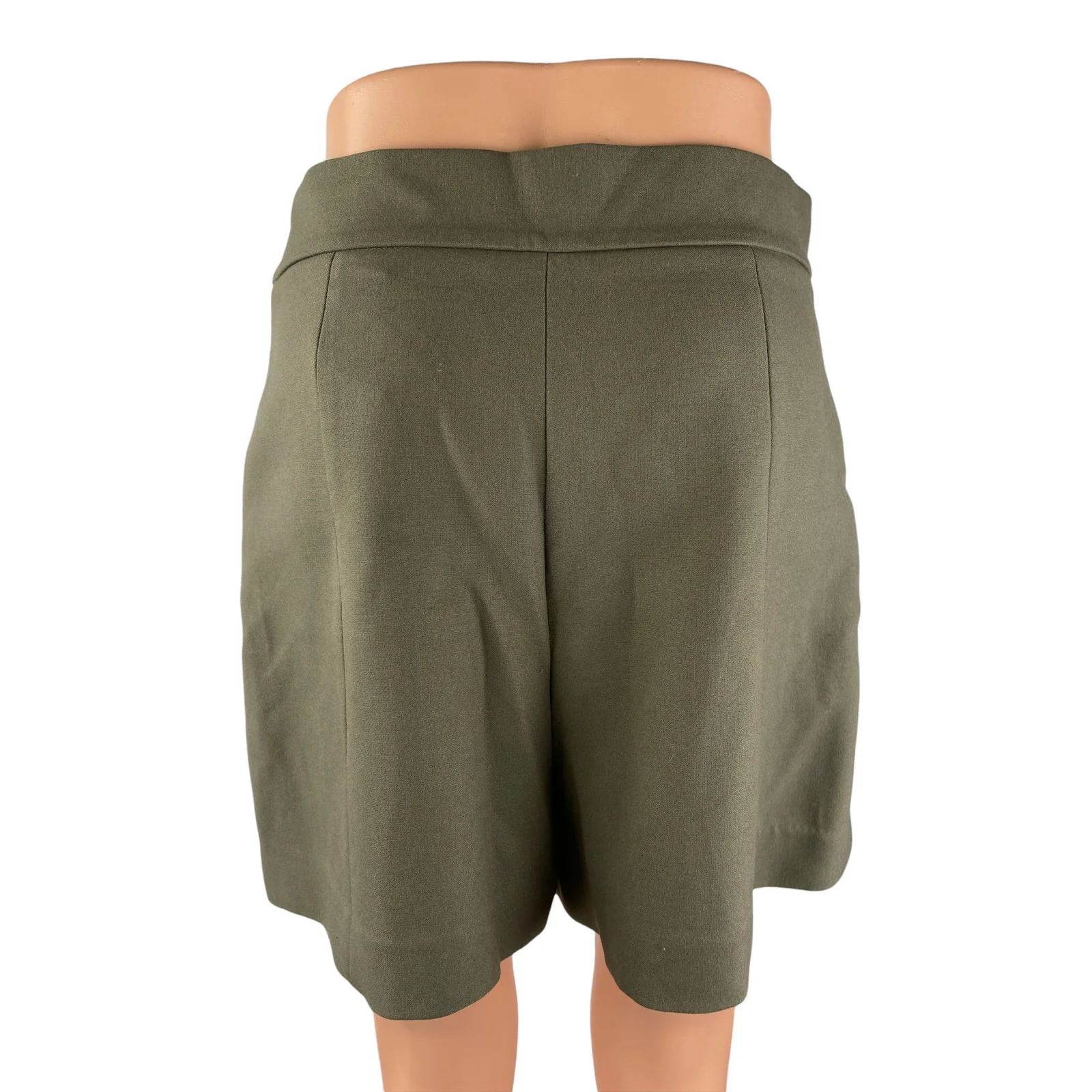 Zara Women's Green High Waisted Gold Buttons Casual Wide Leg Sailor Shorts Sz M - Image 2