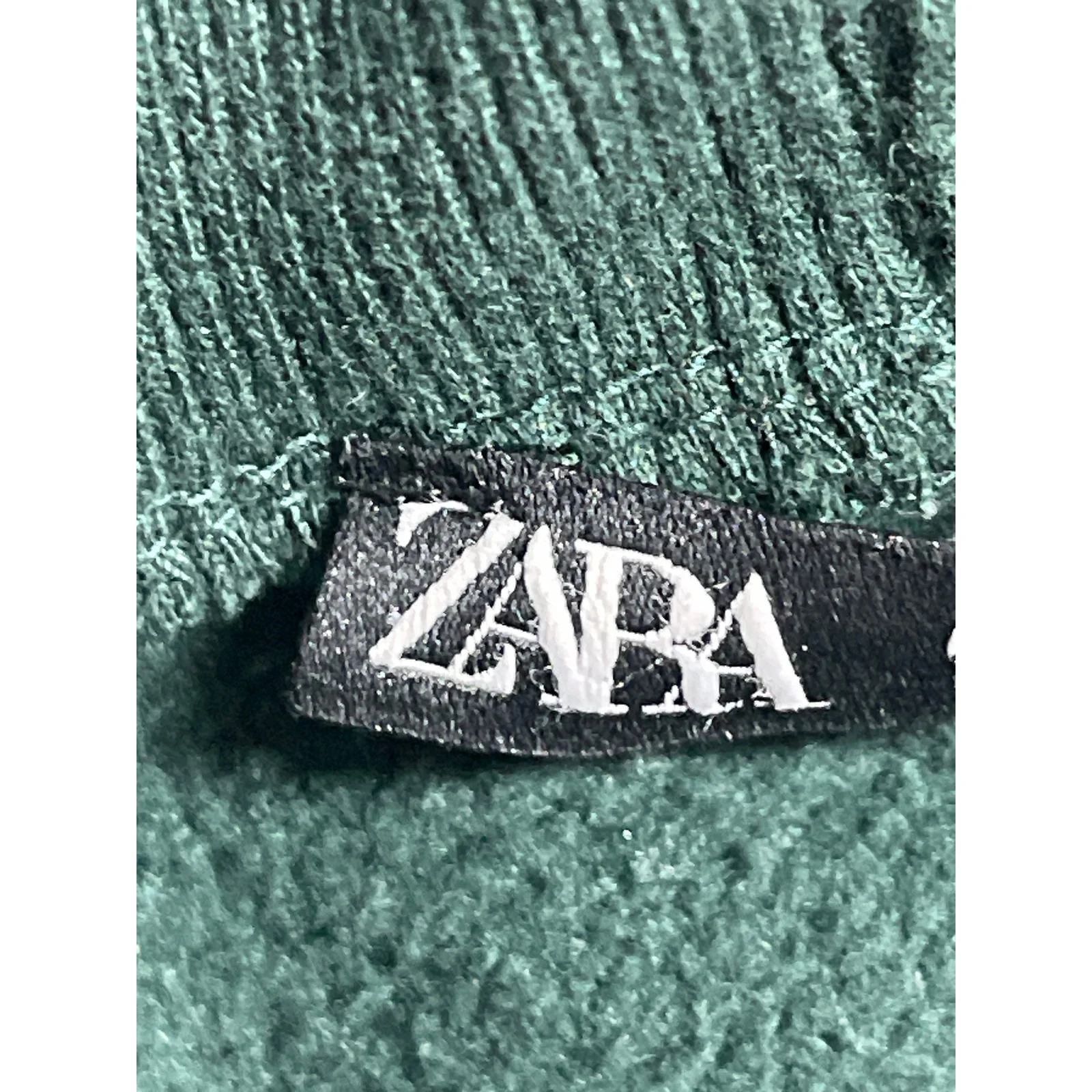 Zara Women's Green Long Sleeve Turtleneck Fleece Sweater Sweatshirt Top Size S - Image 6
