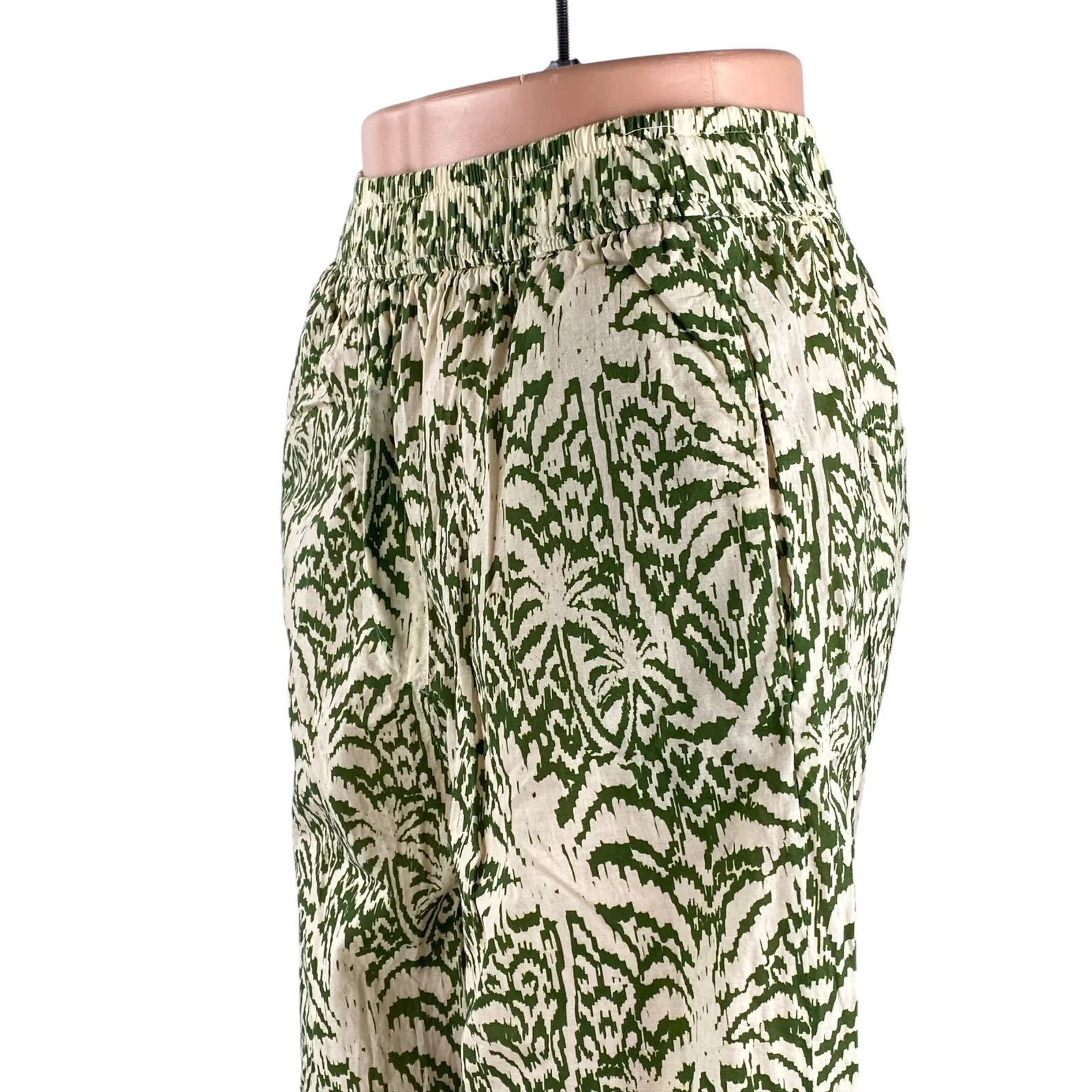 Zara Women's Green Tropical High Rise Barrel Palazzo Wide Leg Trousers Pants XS - Image 2