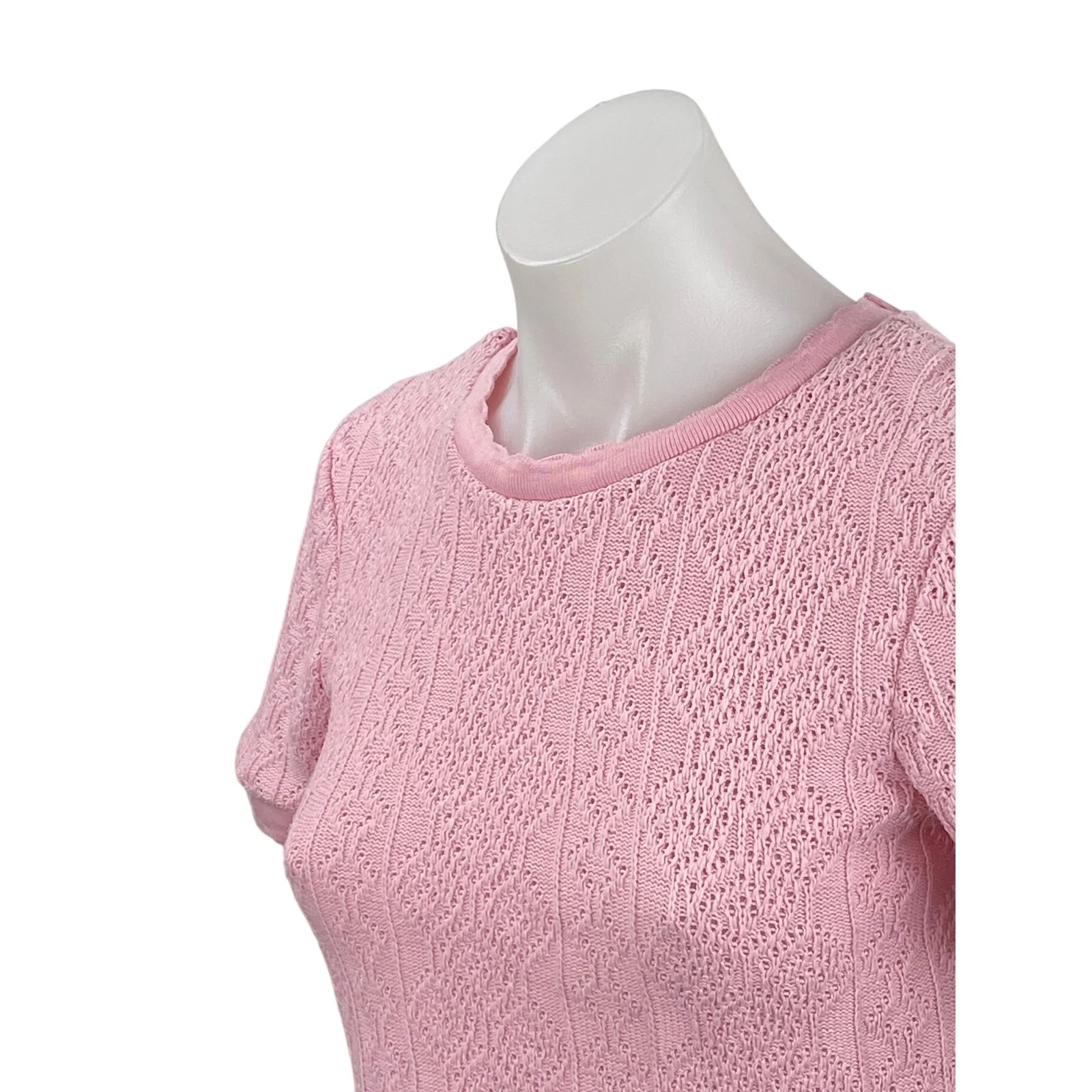 Zara Women's Pink Short Sleeve Crew Neck Knit Sweater T Shirt Tee Top Size S - Image 2