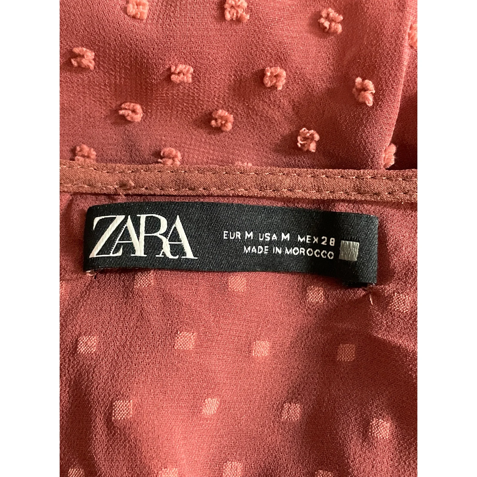 Zara Womens Pink Swiss Dot Long Sleeve Faux Wrap Ruffle Romper Shorts Size  M - Image 6