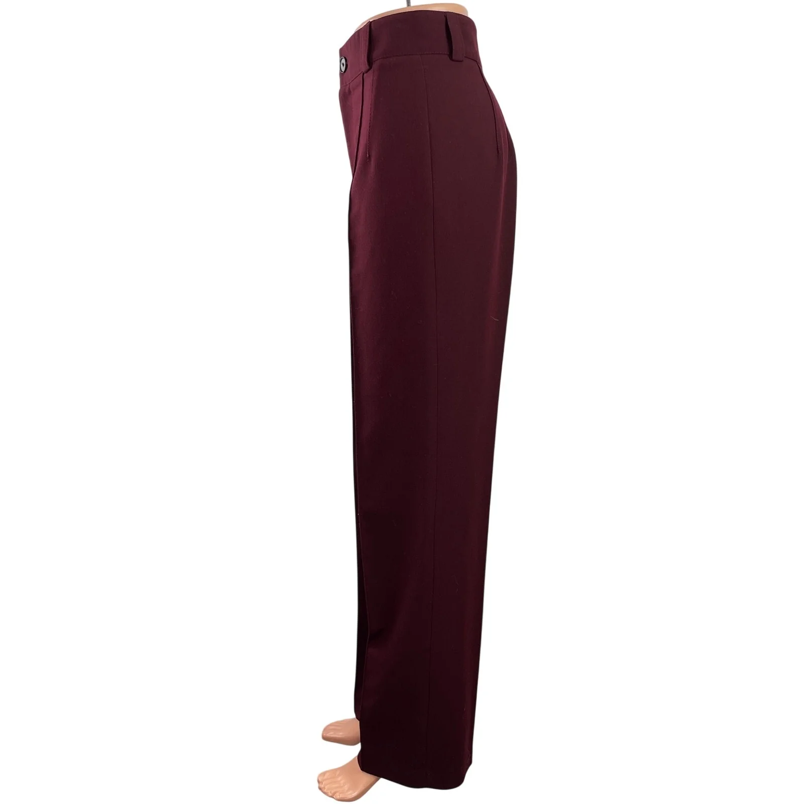 Zara Women's Red High Waisted Pleated Career Straight Leg Trousers Pants Size XS - Image 2
