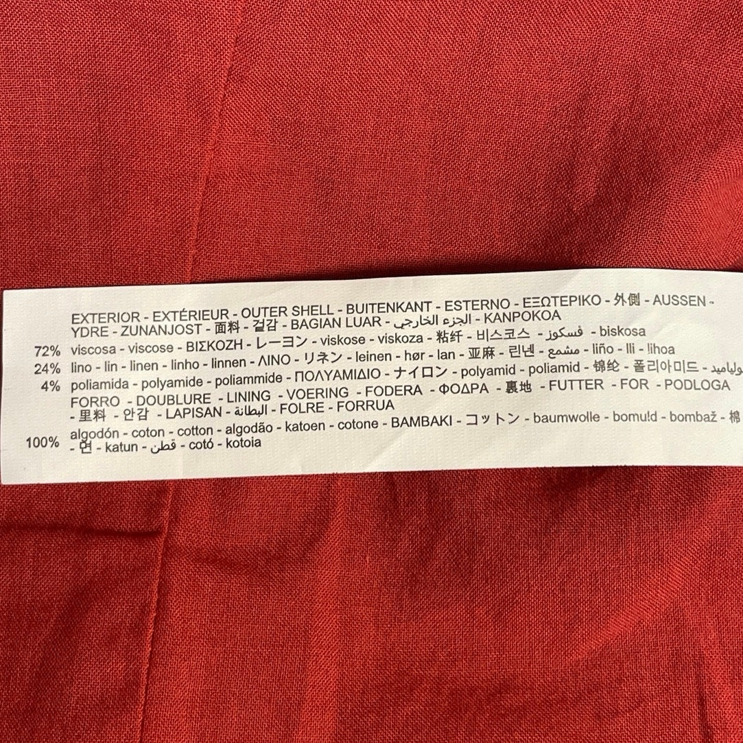 Zara Women's Red Linen Sleeveless Button Up Vest Trousers Pants 2 Piece Set XS - Image 6