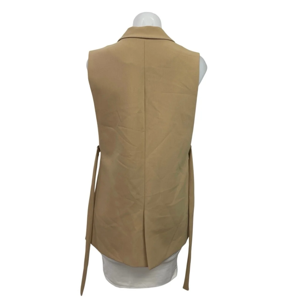 Zara Women's Tan Notch Lapel Sleeveless Side Tie Vest Blazer Coat Jacket Size XS - Image 3