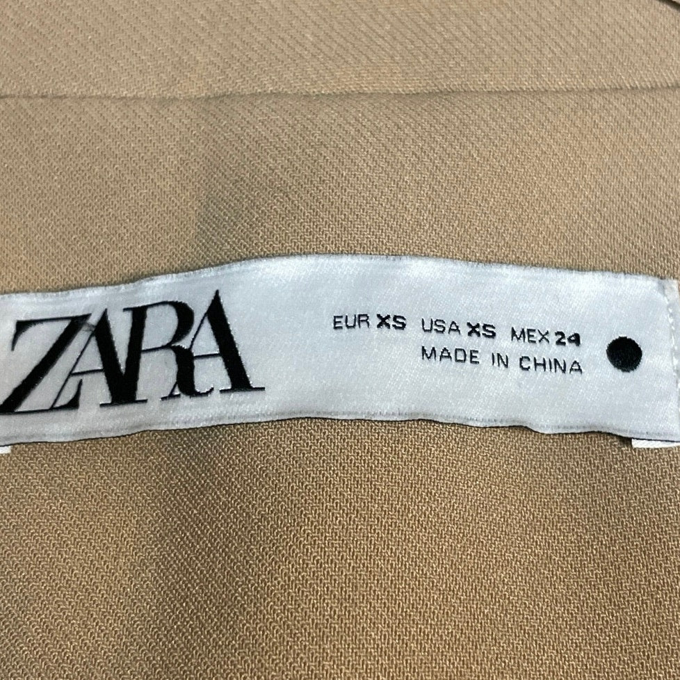 Zara Women's Tan Notch Lapel Sleeveless Side Tie Vest Blazer Coat Jacket Size XS - Image 4