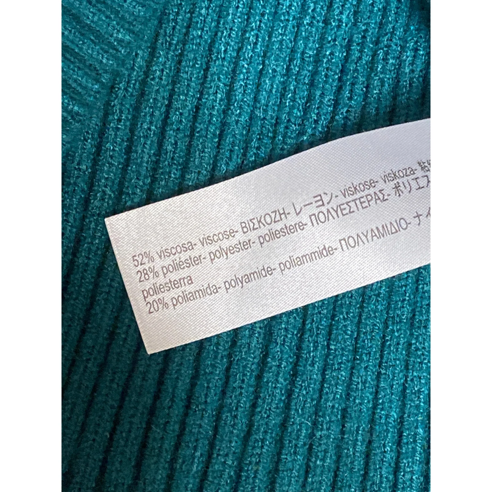 Zara Women's Teal Blue Ribbed Knit Long Sleeve Henley Sweater Crop Top Size S - Image 6