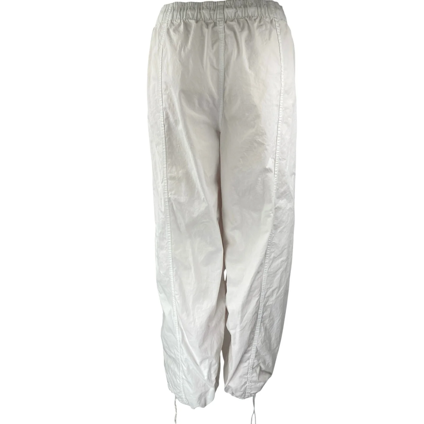 Zara Women's White Elastic Waist Drawstring Windbreaker Jogger Sweatpants Sz XXL - Image 3