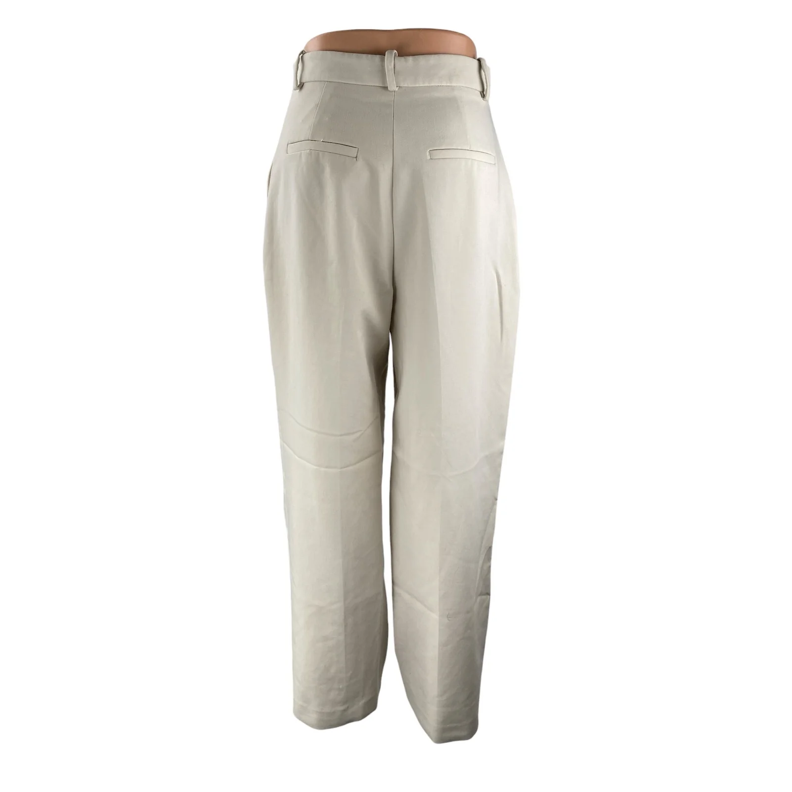 Zara Women's White High Waisted Wide Leg Baggy Trousers Dress Pants Size S - Image 4