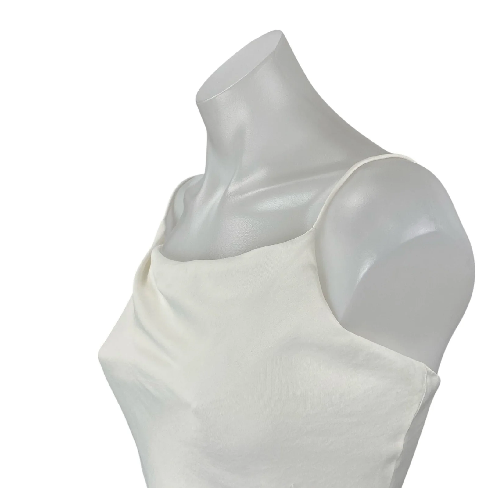 Zara Women's White Satin Sleeveless Cowl  Neck Crop Cami Camisole Tank Top Sz XS - Image 3