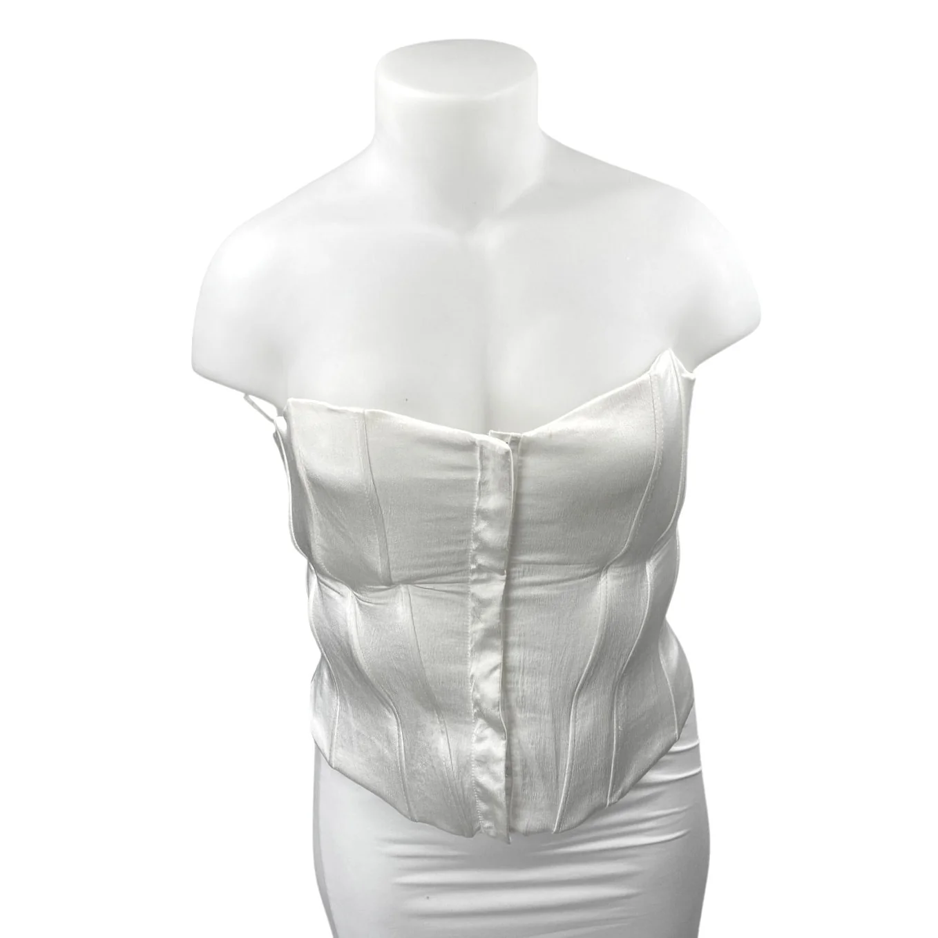 Zara Women's White Sleeveless Strapless Bandeau Corset Crop Tank Tube Top Sz XL