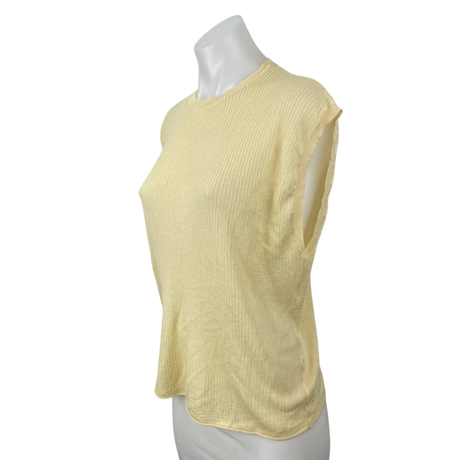 Zara Women's Yellow Knit Crew Neck Sleeveless Sweater Vest Muscle Tank Top Sz S - Image 2